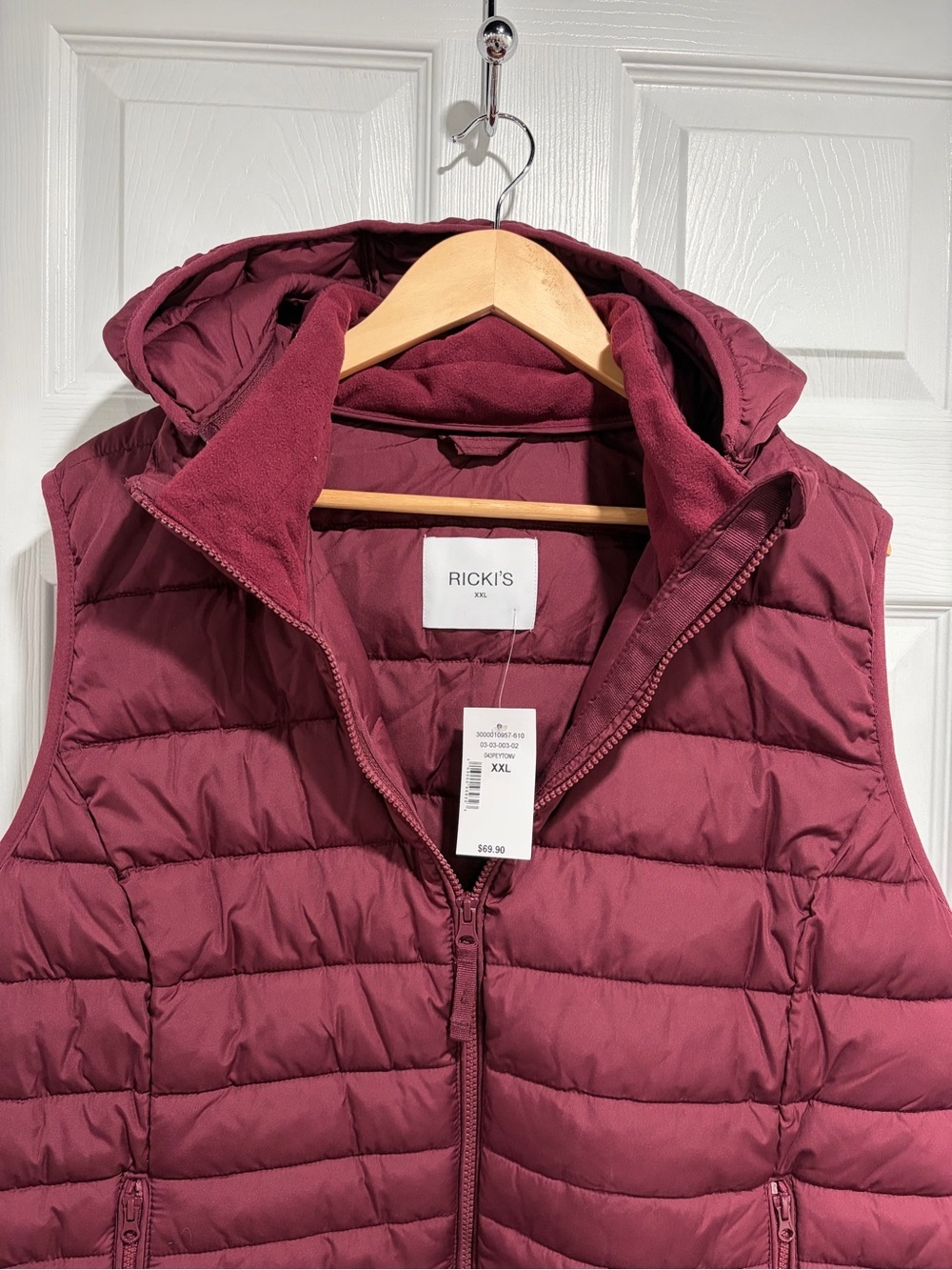 Ricki’s NWT Women's Removable Hooded Zippered Puffer Vest with Bag - Picture 3 of 7